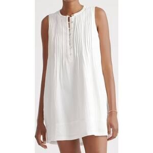 Quince White Organic Cotton Gauze Sleeveless Swing Dress Tank Mini Short S NWT